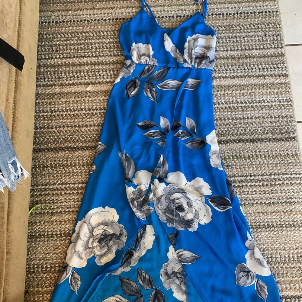 Long blue dress with opening size S